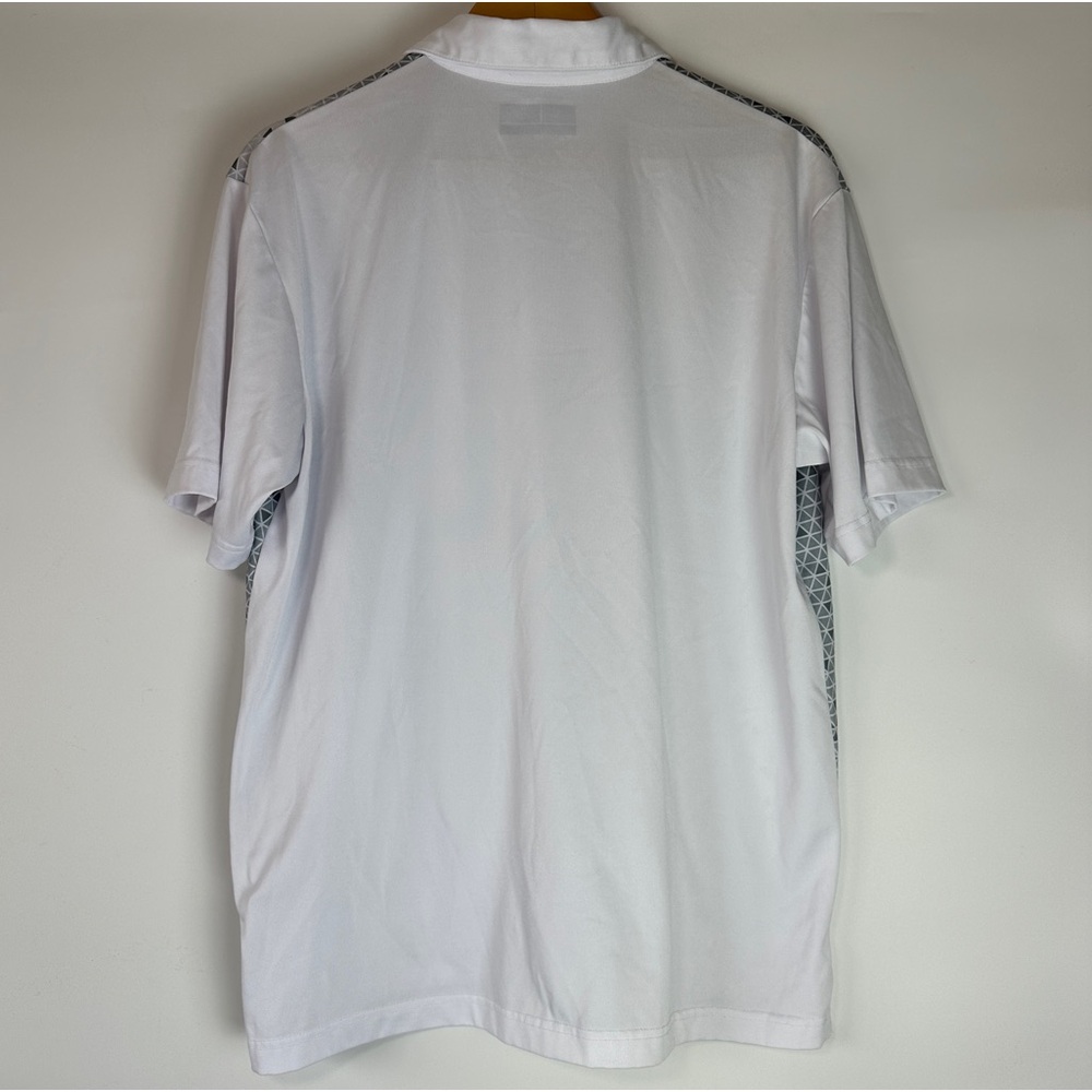 Callaway Opti-Dri Men’s Med Golf Polo Geometric Triangles Gray White Fade Ombré - Picture 3 of 9